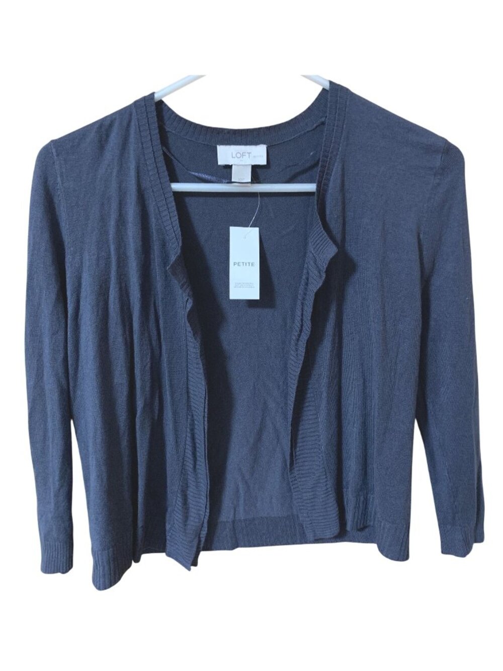 NWT LOFT Outlet XSP Petite Dark Gray Open Cardigan Lightweight Sweater READ